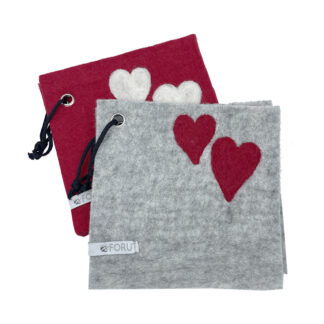 Grytekluter i filt med hjerter